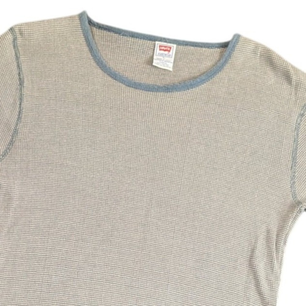 Vintage Levis Authentic Jeanswear Thermal Shirt Mens Large Grey Stripe USA Made - Picture 4 of 12